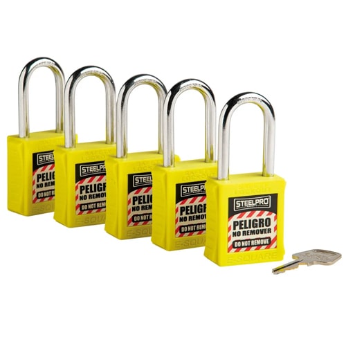 Kit De 5 Candados De Bloqueo Mk Steelpro X10 Amarillo