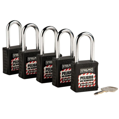 KIT DE 5 CANDADOS MK STEELPRO X10 NEGRO-min Kit De 5 Candados Mk Steelpro X10 Negro - Imagen 1